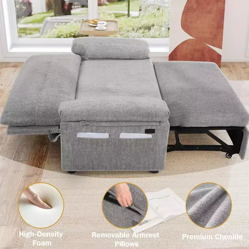 Dyonery 3-in-1 Schlafsofa, Ausziehbares Schlafsofa mit verstellbarer Rückenlehne