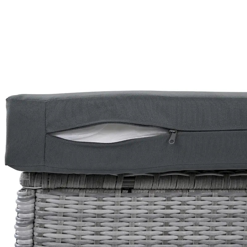 Outdoor-Rattan-Garnitur mit verstellbarem Tisch, Liegesesseln und 2 Hockern