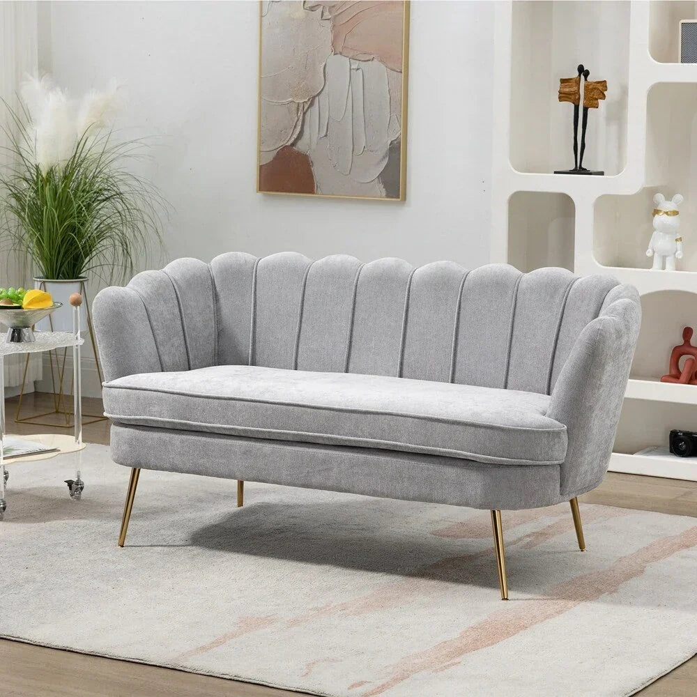 Kleines Mini-Zimmer-Sofa Zweisitzer mit Goldmetallfüßen - 2 Sitzer