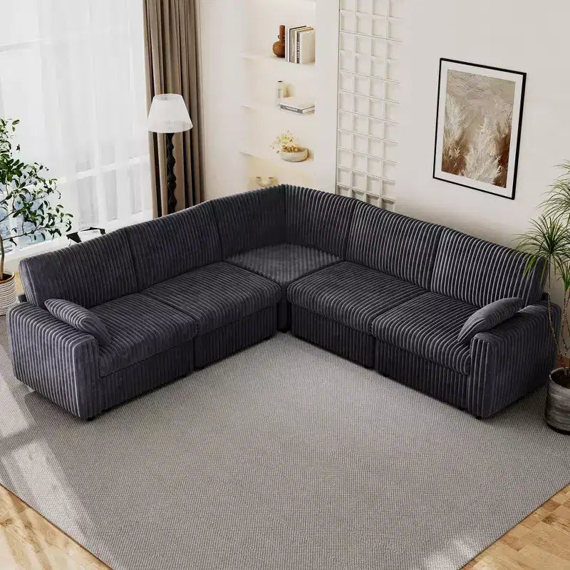 Dyonery Modulares Cord-Ecksofa mit waschbaren Bezügen