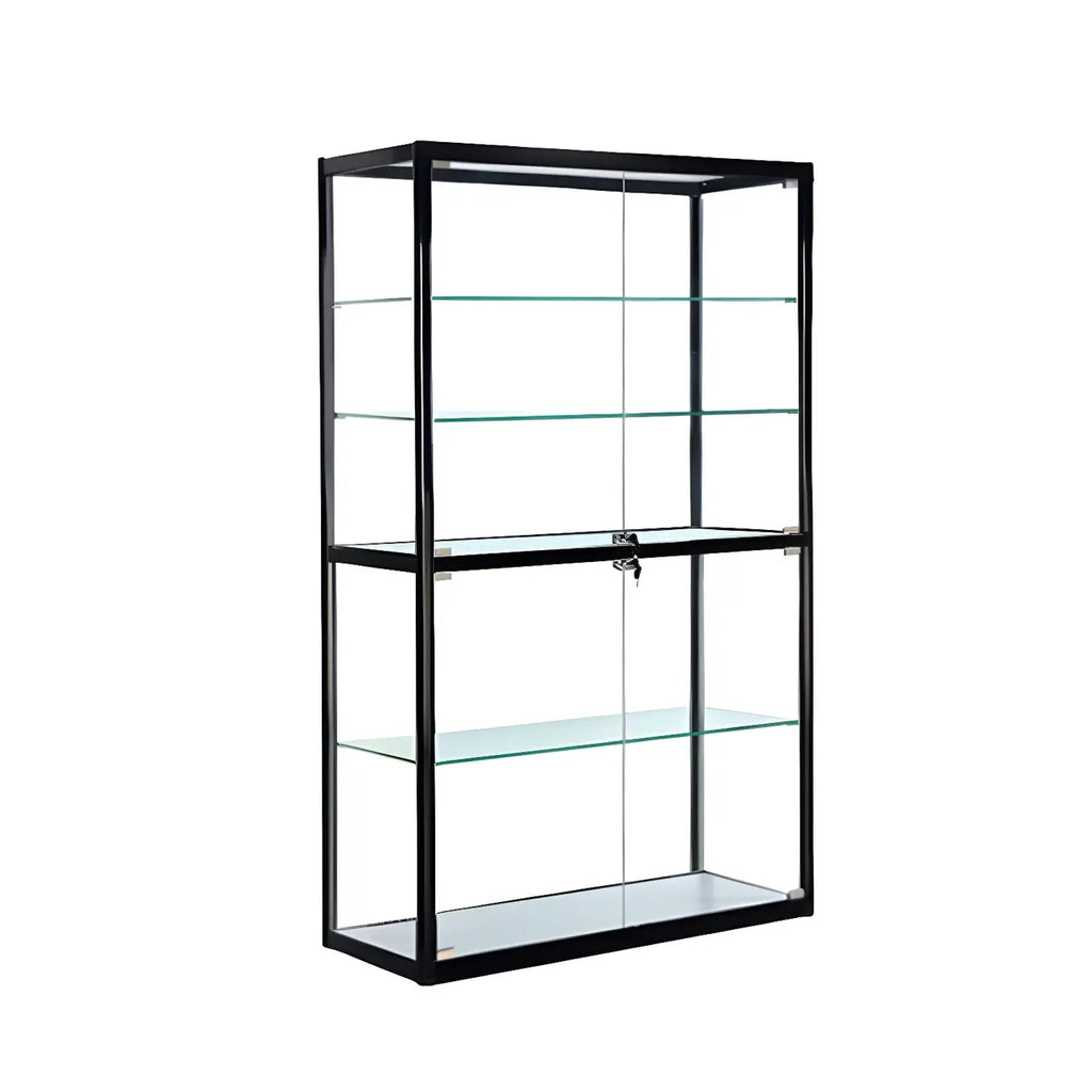 Zeitgenössische rechteckige Vitrine aus schwarzem Glas