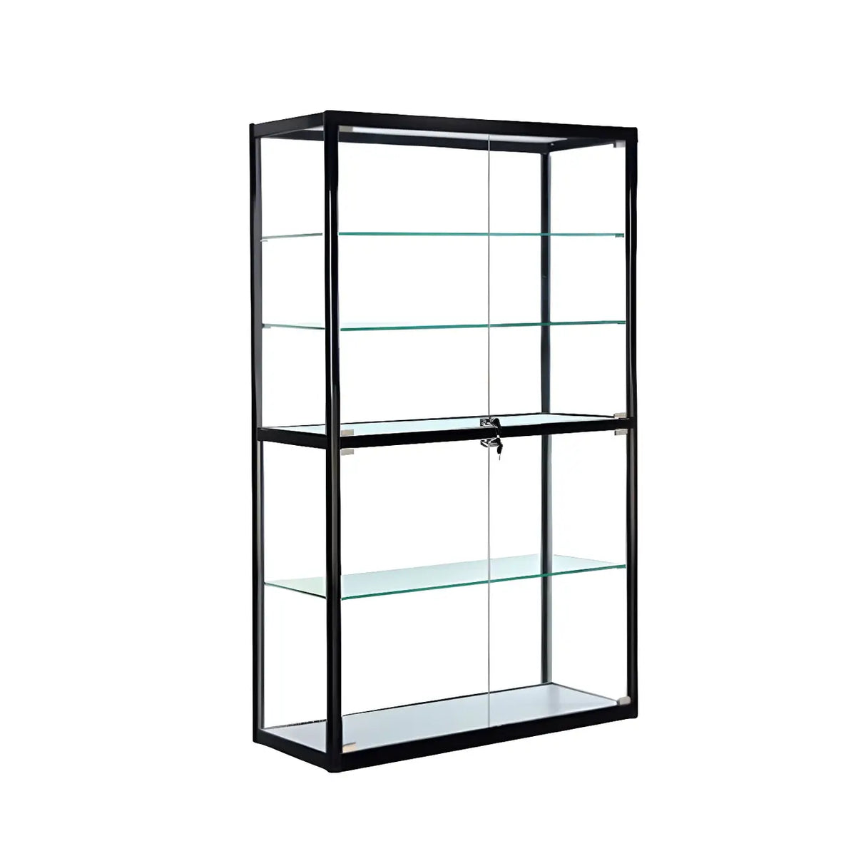 Zeitgenössische rechteckige Vitrine aus schwarzem Glas