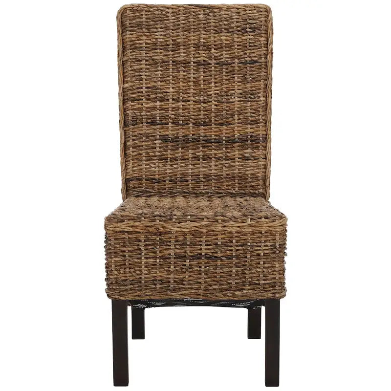 2er-Set Esszimmerstühle aus natürlichem Korbgeflecht 48B x 56T x 104H cm, Boho Coastal Stil