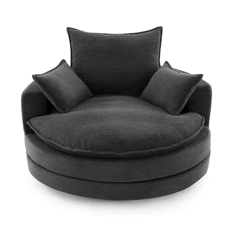 360° drehbarer Loungesessel, drehbarer runder Fass-Sessel mit Kissen für das Wohnzimmer