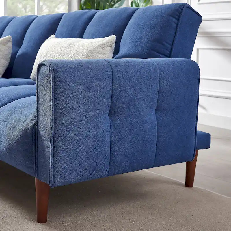 Verwandelbares Futon-Schlafsofa mit verstellbaren Positionen und Holzbeinen