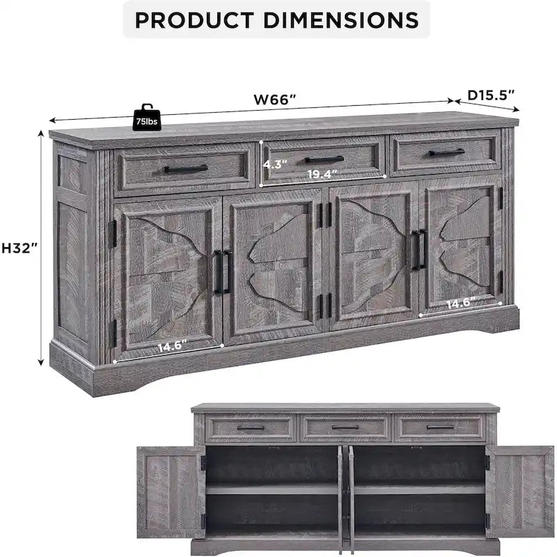 Buffetschrank Landhausstil, Kaffeebar Weinbar für Esszimmer - N/A
