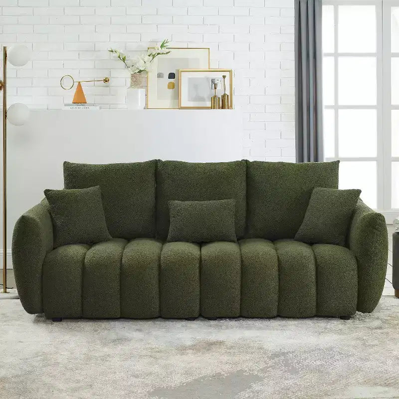 GDFStudio Alanna 79,5 Modernes 3-Sitzer-Sofa mit Teddyfell-Bezug und Kissen