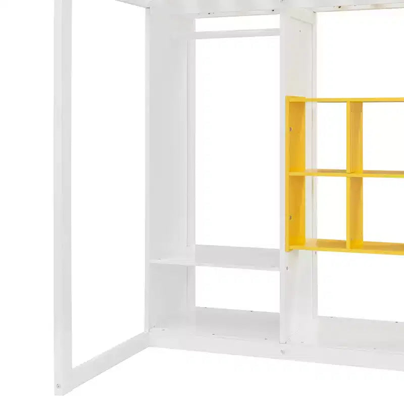 Hochbett für Kinder mit Kleiderschrank und Regalen, Holz-Hochbettgestell mit Aufbewahrungsschrank für Kinder und Jugendliche