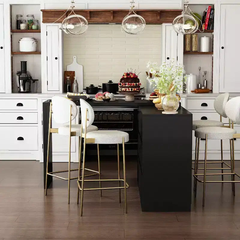 Intelligentes, drehbares/ausziehbares Buffet-Sideboard mit 6 Schubladen, erweiterter Arbeitsplatte, rutschfester Matte, drehbarem Esstisch, Kücheninsel-Vorratskammer