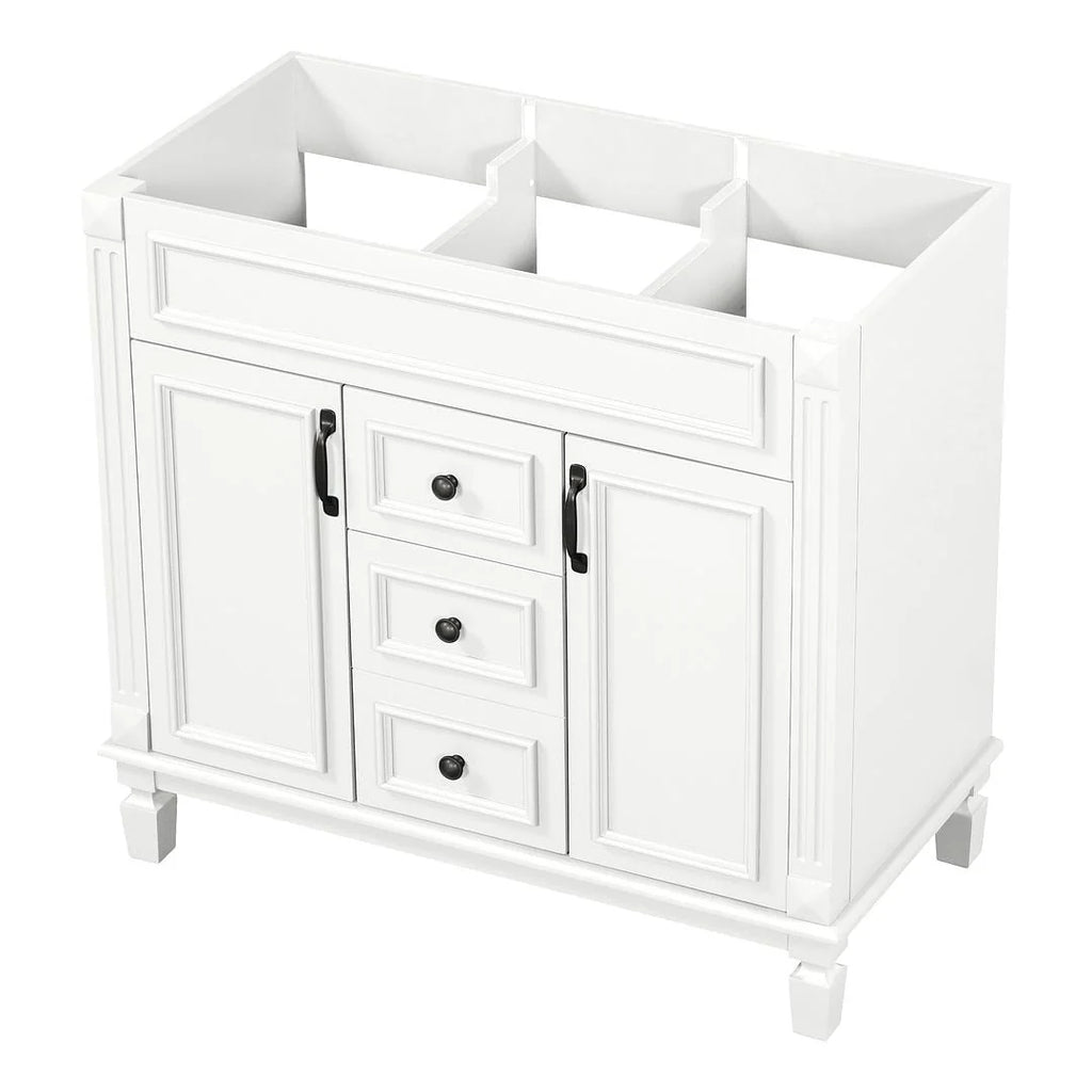 Moderner 36'' Badschrank mit Aufsatzwaschbecken und Spiegelschrank, 2 Türen und 2 Schubladen
