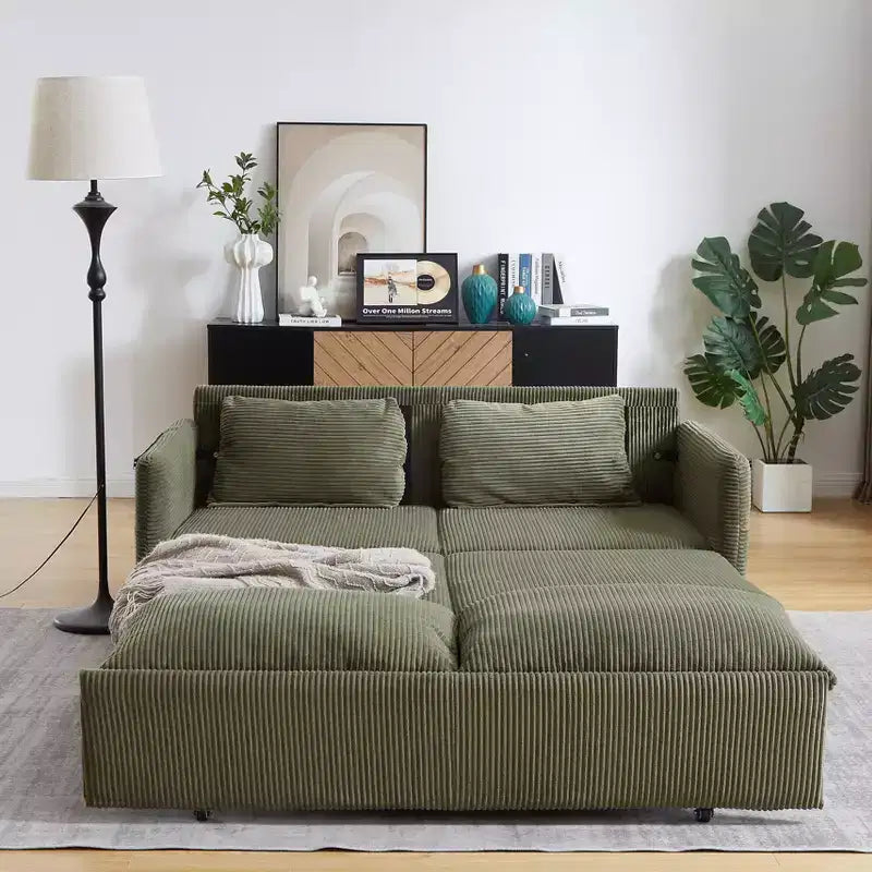 64.5 3-in-1 Schlafsofa aus Kord mit Ausziehbett