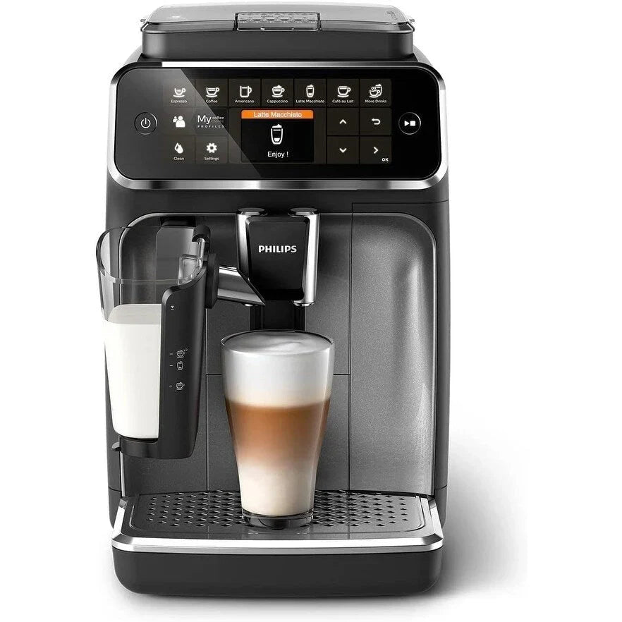 Premium Espressomaschine, 12 heiße/eiskalte Kaffeespezialitäten, LatteGo Milchsystem, Keramikmahlwerk, Schwarz Chrom