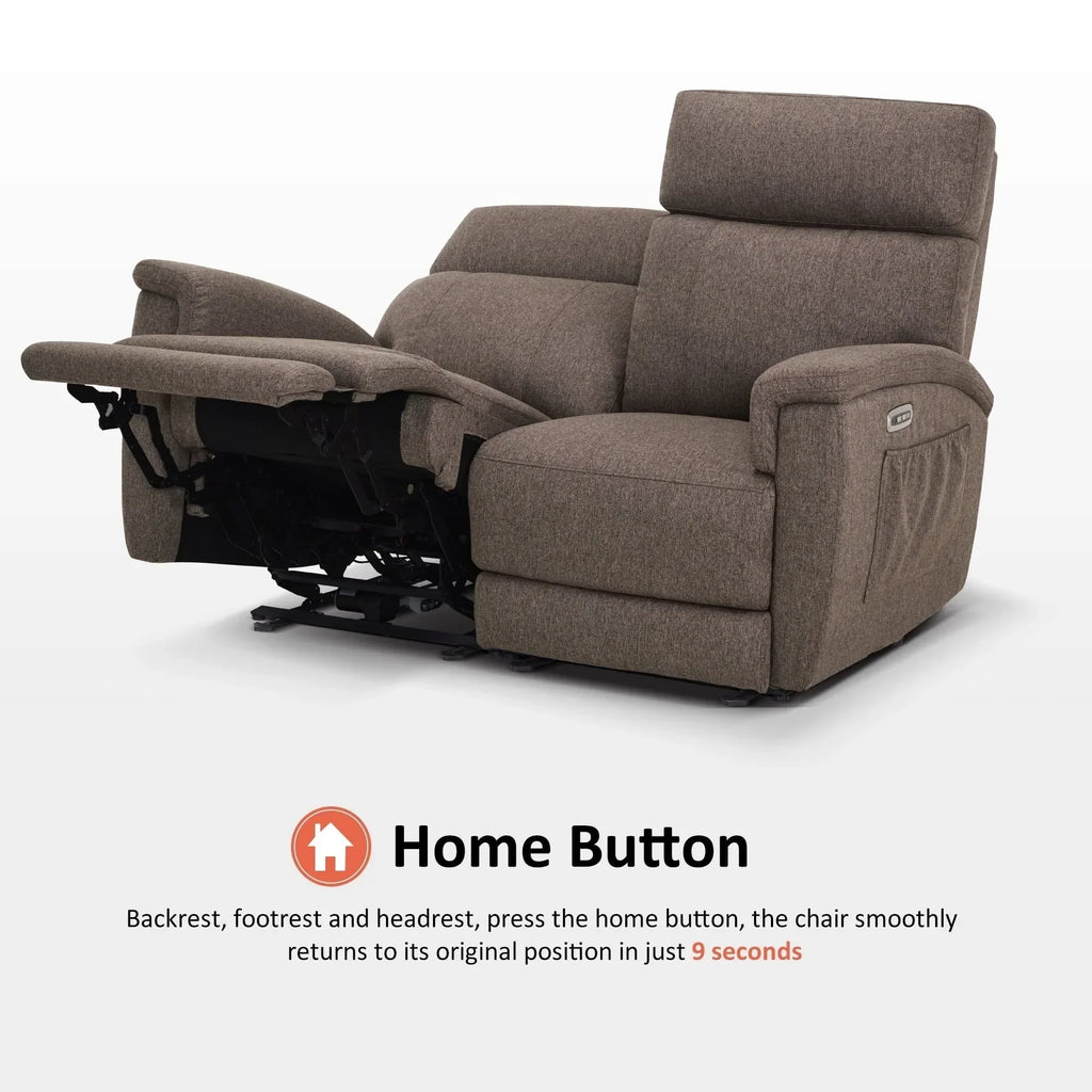 MCombo 60.2 Power Loveseat Relaxsofa mit Massage und zweifacher Heizung, verstellbarer Kopfstütze, USB- & Typ-C-Anschluss, Stoff