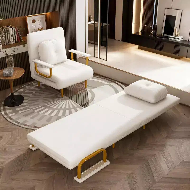 Klappbares Schlafsofa 3-in-1-Funktion - Verstellbare Rückenlehne mit 5 Positionen und Kissen, Platzsparender Schlafsessel für Wohnzimmer, Schlafzimmer & Büro (Weiß)