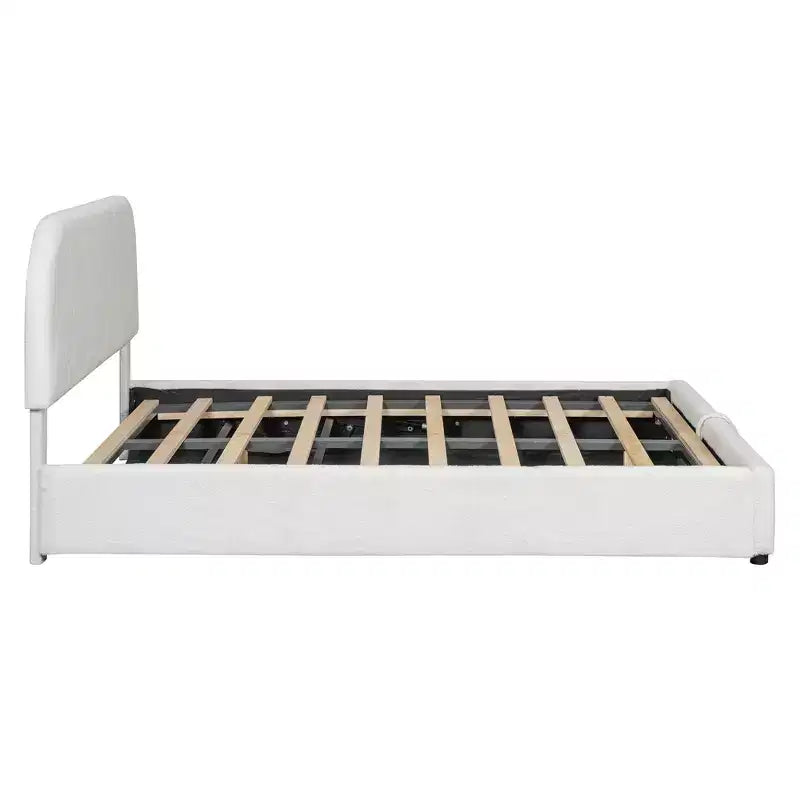 Gepolstertes Bett in Queensize-Größe mit Lift-Up-Stauraum – Weiß
