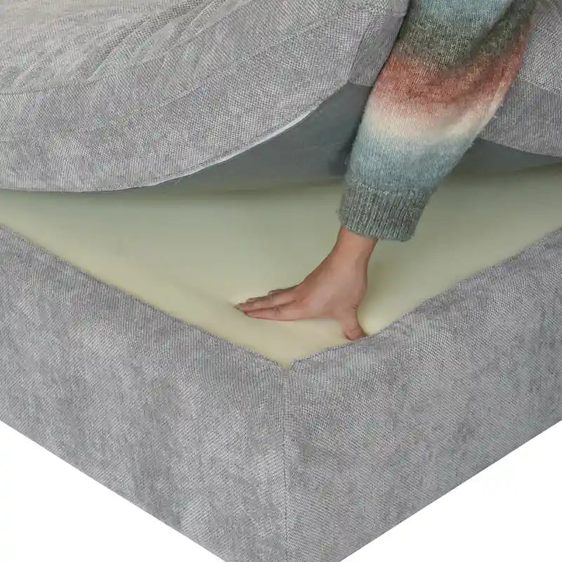 Großes Ecksofa aus Leinen für das Wohnzimmer-Set