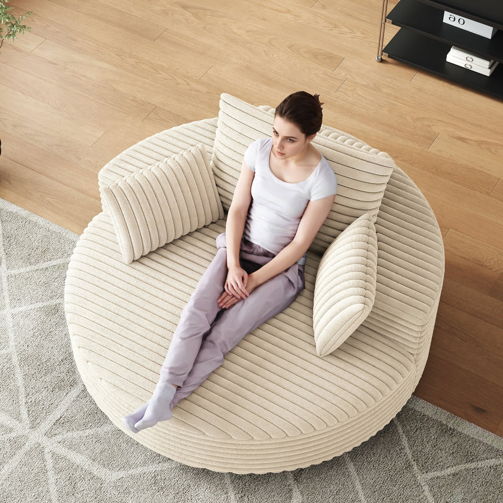 Einzelsessel aus Kord-Chenille-Schaumstoff, drehbar