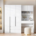 3-in-1 Kleiderschrank mit Schminktisch, Schreibtisch-Set, Schlafzimmer-Schrank mit 2 Schubladen, 3-türiger Aufbewahrungsschrank mit Schreibtisch