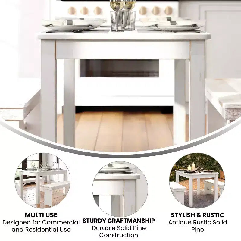 Flash Furniture 46 x 30 rechteckiger Esstisch aus massiver Kiefer im Landhausstil