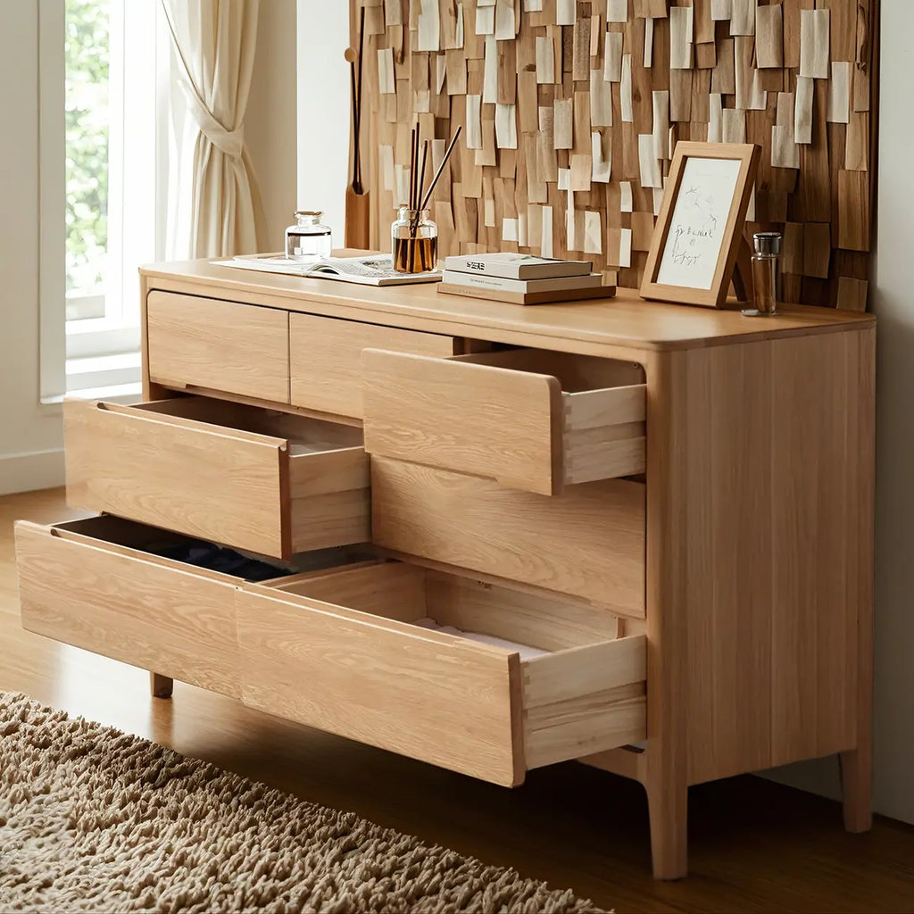 Traditionelle Doppelkommode aus natürlichem Eichenholz für das Schlafzimmer