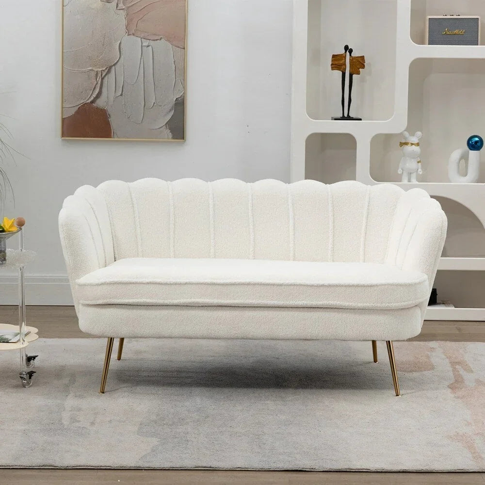 Kleines Mini-Zimmer-Sofa Zweisitzer mit Goldmetallfüßen - 2 Sitzer