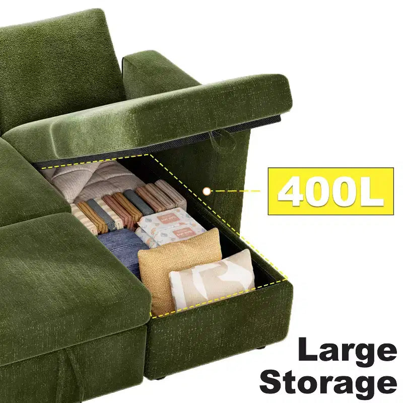 Dyonery 81 Sektional-Schlafsofa, L-förmige Ausziehcouch mit beidseitigem Stauraum, USB, verstellbare Rückenlehne