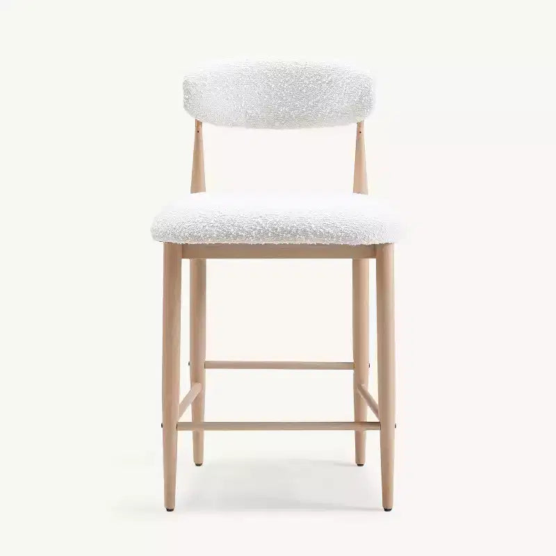 Bouclé Esszimmer-Barhocker ohne Armlehnen 4er-Set, mit Holzmaserung Metallbeinen für Küche, Wohnzimmer, Restaurant, Café – Morden Fort