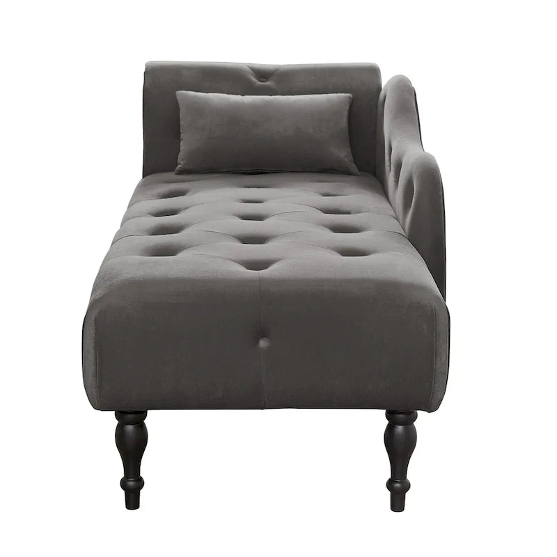Moderne 60.6 Samt gepolsterte Knöpfe getuftete Chaiselongue mit Massivholzbeinen und Ziernägeln