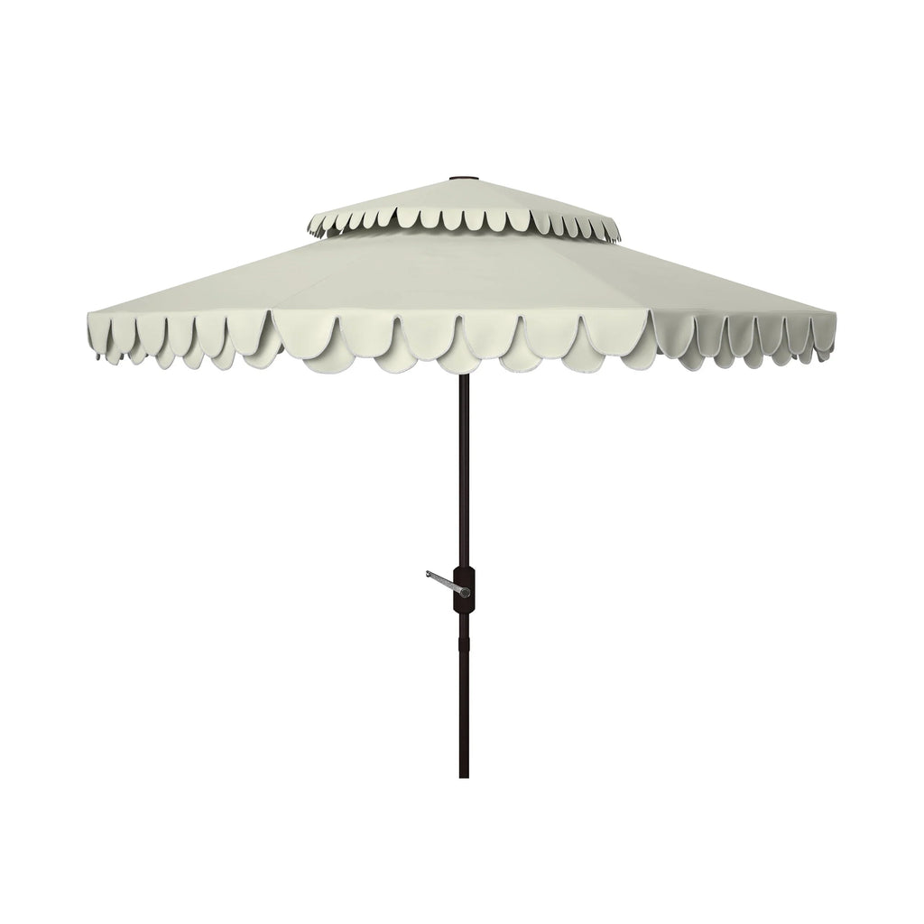SAFAVIEH Outdoor Kjerstin Volant-Sonnenschirm, 2,7 m, Doppelkuppel