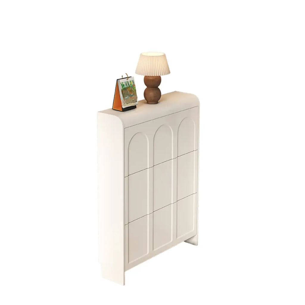 Schlanker Schuhschrank mit 3 Fächern, Weiß, Holz, Klappfach