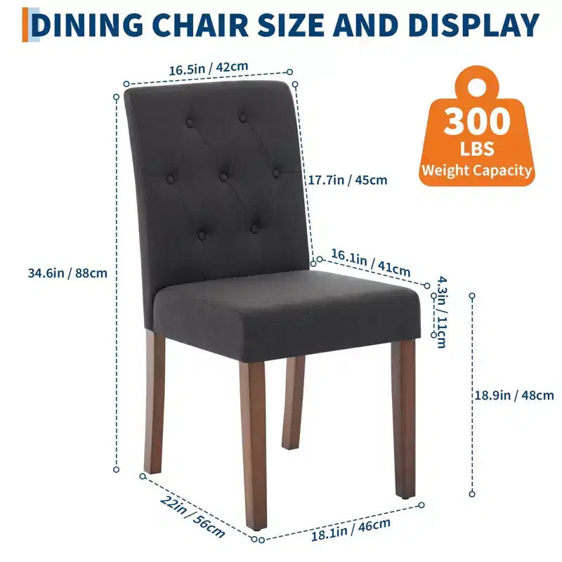 Parsons Esszimmerstühle mit Knopfheftung, 6er/4er-Set – Polsterstühle aus Stoff mit Holzbeinen & gepolsterten Sitzen – Wohnzimmer- und Küchenmöbel