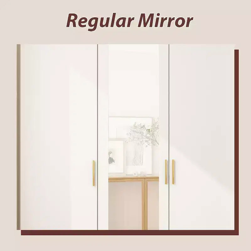 Hitow Kleiderschrank 2 große Schubladen, mittiger Hängeplatz mit Spiegel, minimalistischer Stil