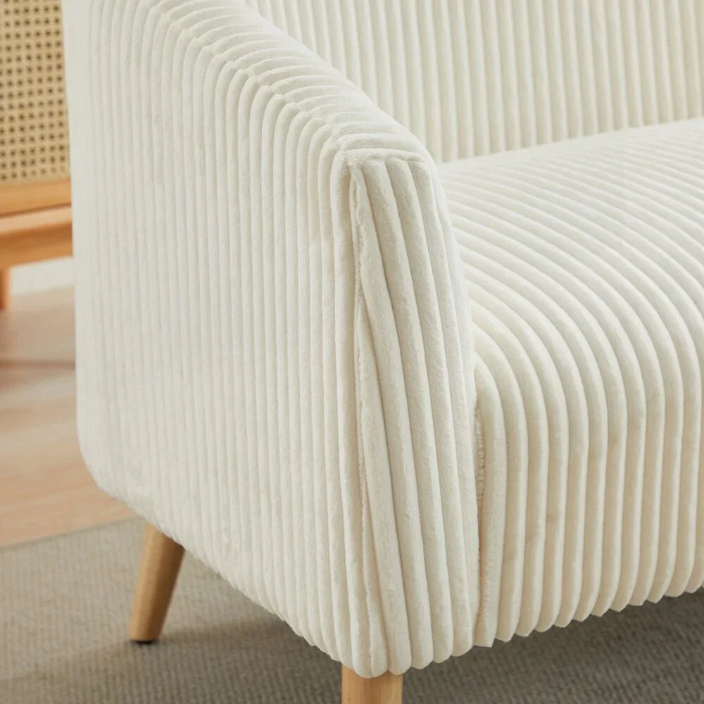 Zweisitzer-Sofa, bezogen mit Cordstoff, mit Walnussholzbeinen