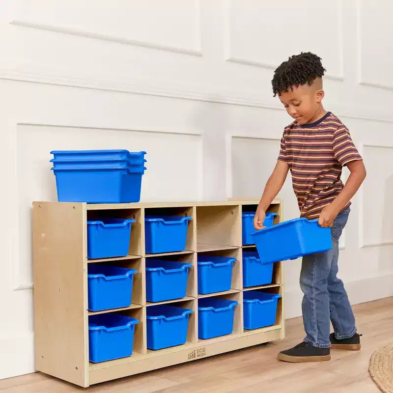 Mobiler Cubby-Schrank mit 15 offenen Behältern, 3x4, Kindermöbel