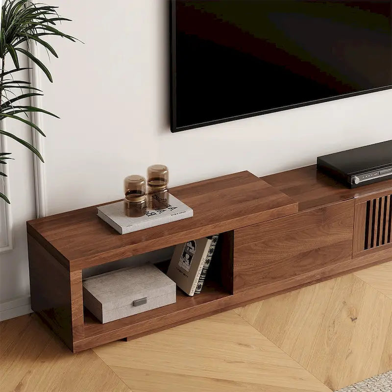Moderner ausziehbarer & erweiterbarer TV-Ständer mit 4 Schubladen, bis zu 261,6 cm - 78,54T x 15,74B x 13,78H
