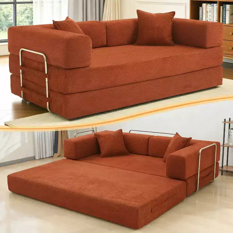 Dyonery 78 Klappsofabett, umwandelbare Kordsofa-Couch, King-Size-Bodenschläfer, 4-in-1 DIY-Kombination, modulares Sofabett, ausklappbares bequemes Sofa.
