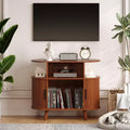 Plattenspielerständer im Mid-Century Modern Stil, Schallplattenregal aus Holz, offener Vinyl-Aufbewahrungsschrank, für Wohnzimmer, Schlafzimmer