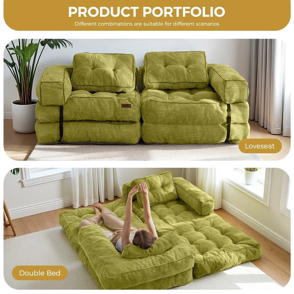Klappbares Schlafsofa, L-förmiges Bodensofa