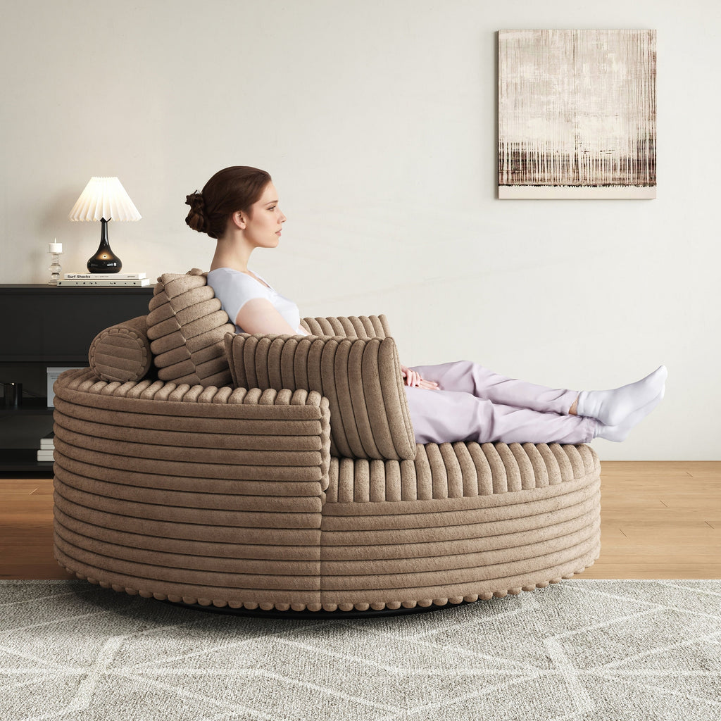 Einzelsessel aus Kord-Chenille-Schaumstoff, drehbar