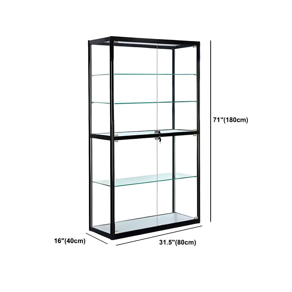 Zeitgenössische rechteckige Vitrine aus schwarzem Glas
