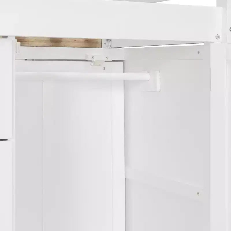 Etagenbett „Full-over-Full“ mit Kleiderschrank und Schubladen, platzsparendes Etagenbett aus Holz in voller Größe mit Rausfallschutz für Apartment, Schlafzimmer