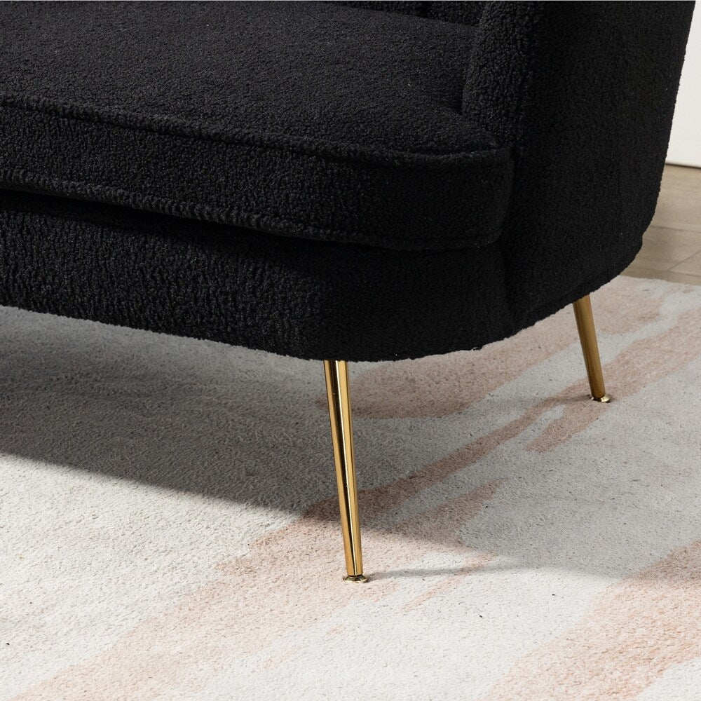 Kleines Mini-Zimmer-Sofa Zweisitzer mit Goldmetallfüßen - 2 Sitzer