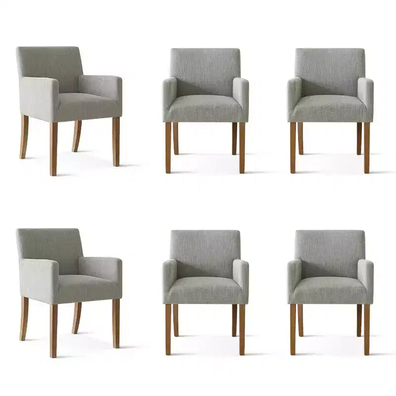 Set aus 6 gepolsterten Esszimmerstühlen mit Armlehnen, moderne Leinen-Sessel mit Holzbeinen, Akzentstühle für Esszimmer, Wohnzimmer - Panipeachy