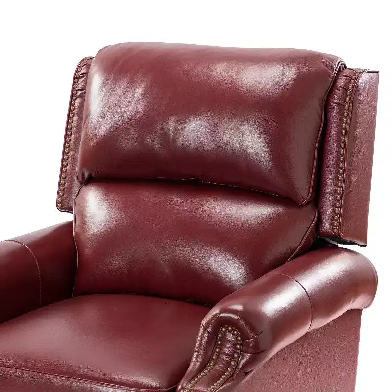 2er-Set Elisabete Modern Wingback Echtleder-Liegesessel mit Vintage-Nagelkopfleiste für Wohn- und Schlafzimmer | ART OF LIVING DESIGNS