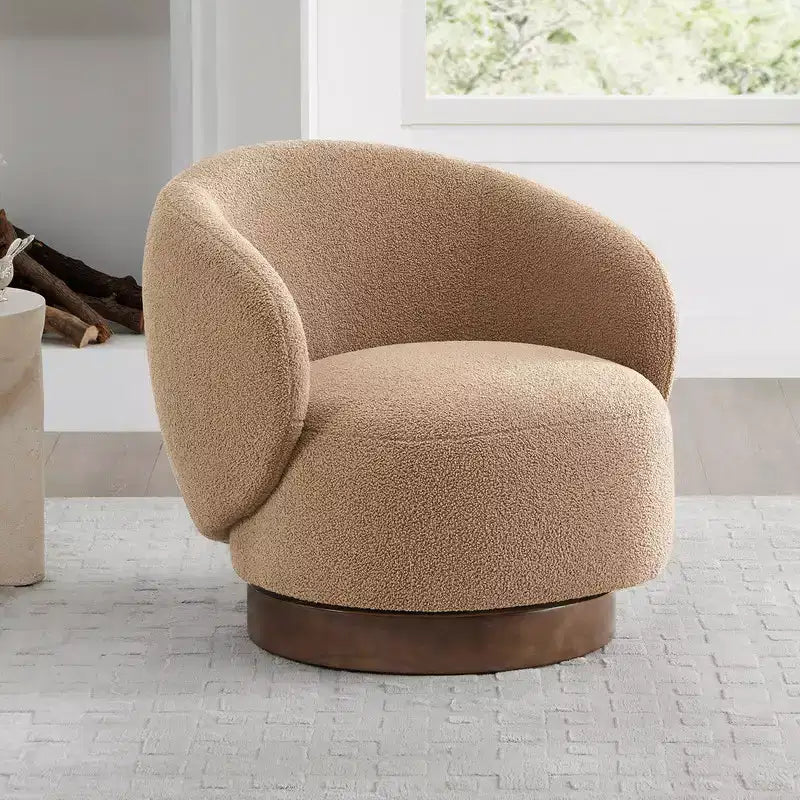 Spruce&Spring Gepolsterter Drehbarer Akzent-Sessel mit Holzfuß