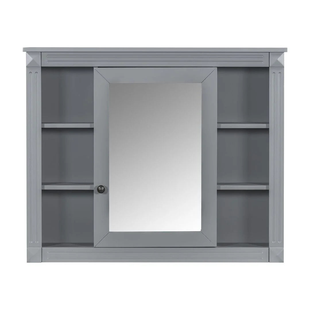 Moderner 36'' Badschrank mit Aufsatzwaschbecken und Spiegelschrank, 2 Türen und 2 Schubladen