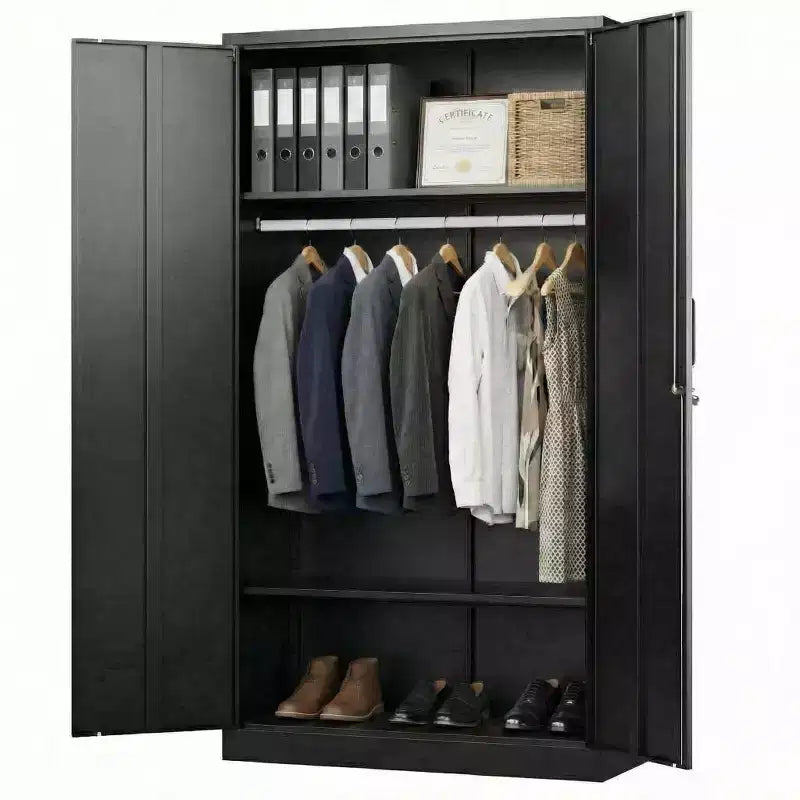 72 Zoll Schwerlast-Stahlschrank mit Schloss, Metall-Garagenschränke, Metallschrank zur Aufbewahrung für Zuhause, Schlafzimmer, Büro, Kleiderschrank