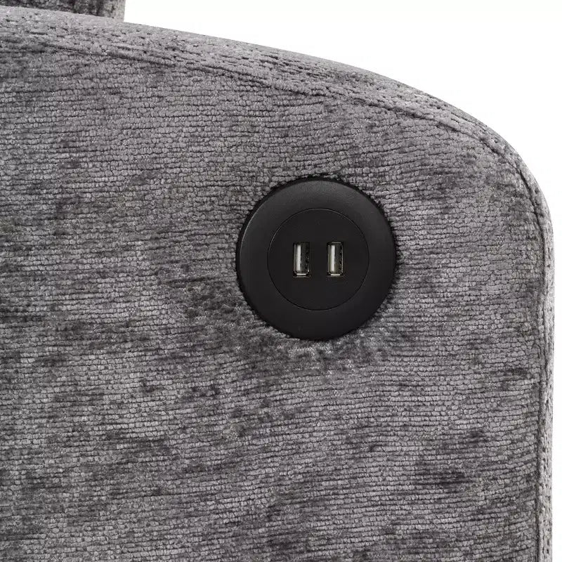 61.6 Modernes Chenille-Schlafsofa mit USB-Anschlüssen, Becherhaltern und verstellbarer Rückenlehne für Wohnzimmer, Apartment