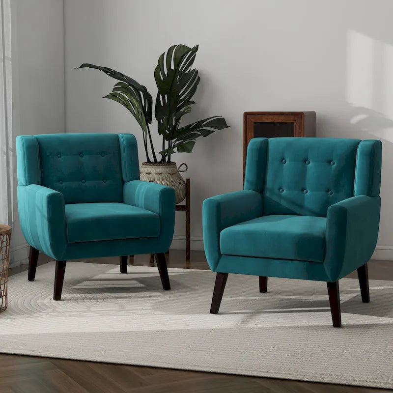 2er-Set Samt-Akzentsessel für Wohnzimmer, Polstersessel