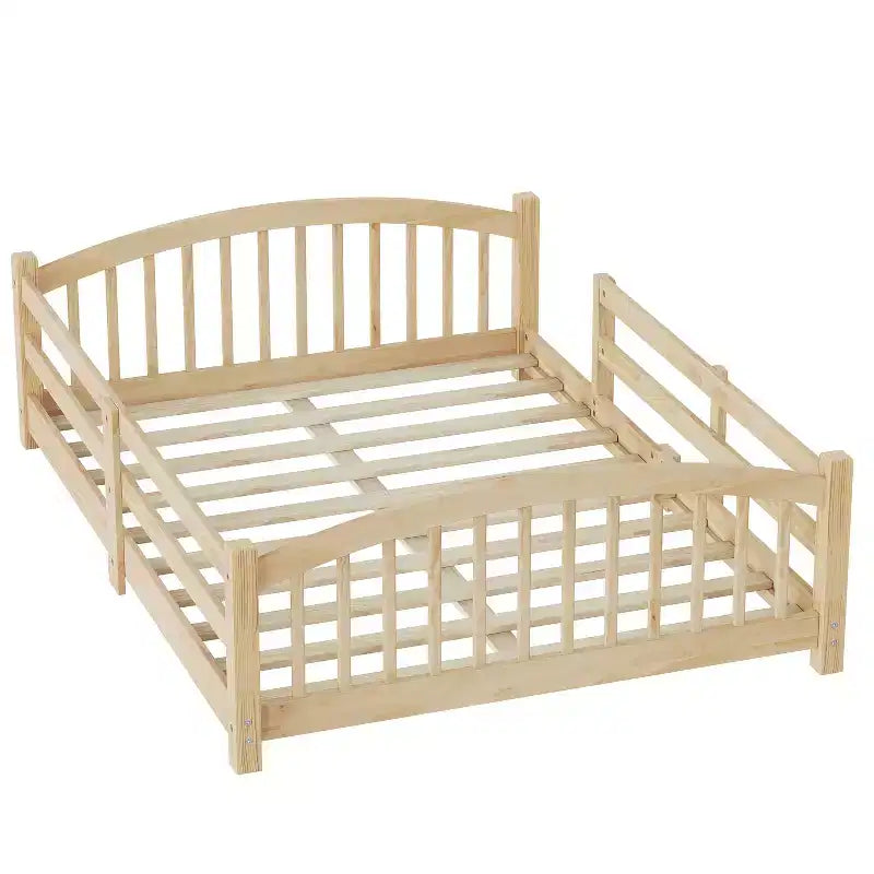 Luxystar Montessori-Bett in voller Größe mit niedriger Profilhöhe, Sicherheitsgittern und Kopfteil
